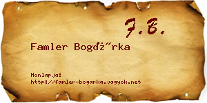 Famler Bogárka névjegykártya
